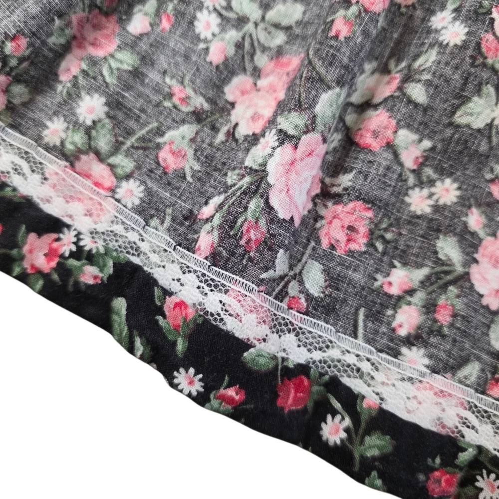 Black Rose Floral Cottagecore Handmade Dress Lace Collar Long Sleeve 2T